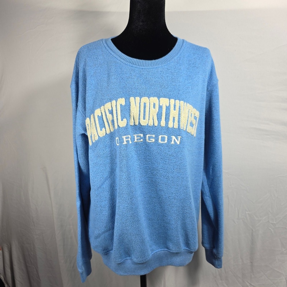 Pacific & Co Oregon Pacific Northwest Sweatshirt Blue Crewneck Mens Medium W127